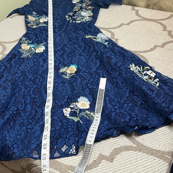 Modcloth Always Lovely Lace Embroidered Beaded Floral Dress A-Line Blue size XS - Picture 16 of 16
